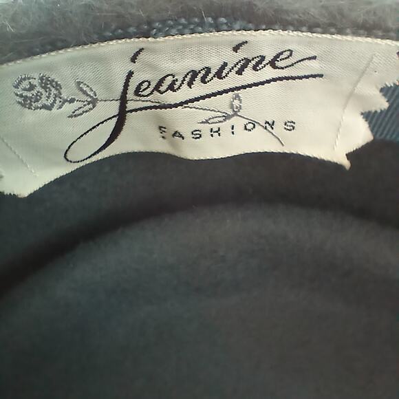 Vintage Jeanne Fashions Gray Faux Fur Pillbox Hat Rhinestone Imported main image 7